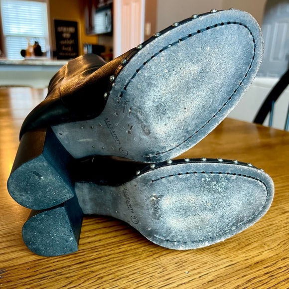 ⭐️ All Saints Inez Black Leather Studded Booties Size EU 37 / US 6.5 - Picture 13 of 15